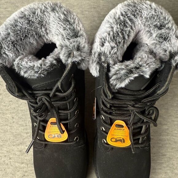 Women’s Black Lugz Workboots  US Size 7 M Empire HI FUR Black/Charcoal NWOT - Picture 8 of 10